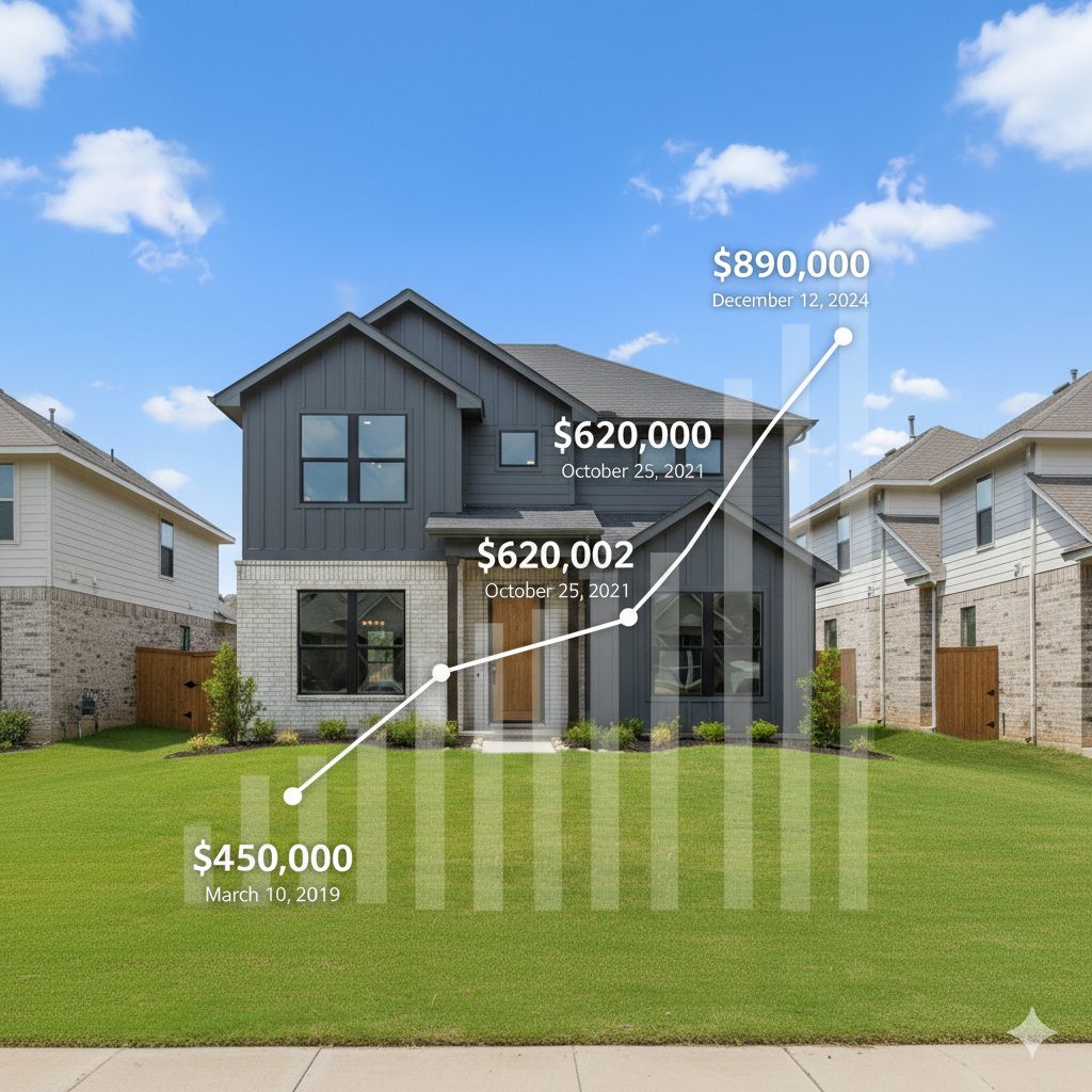 Home with graph showing increasing valuation over time